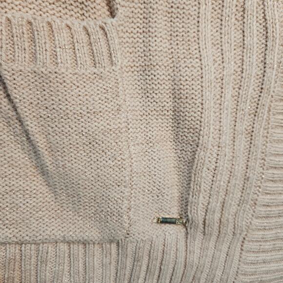 Black Rivet NWT Pink Gold Flecks Cable Knit Poncho Cowl Neck Sweater L/XL - Picture 6 of 9